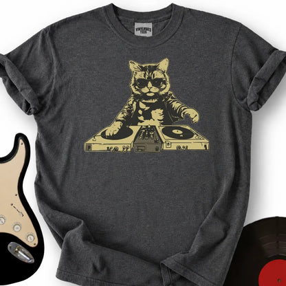 Printify T-Shirt Dark Heather / S DJ Cat T-Shirt