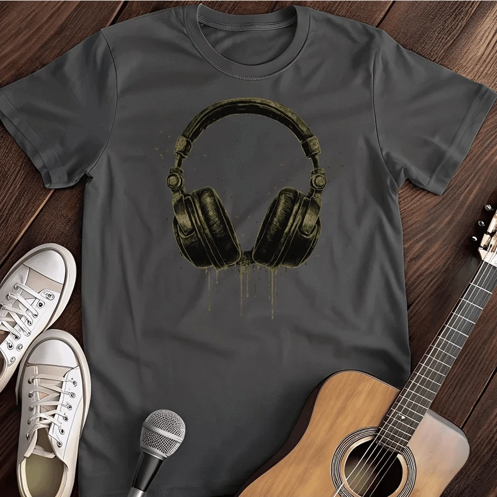 Printify T-Shirt Dark Heather / S Dripping Headphones T Shirt