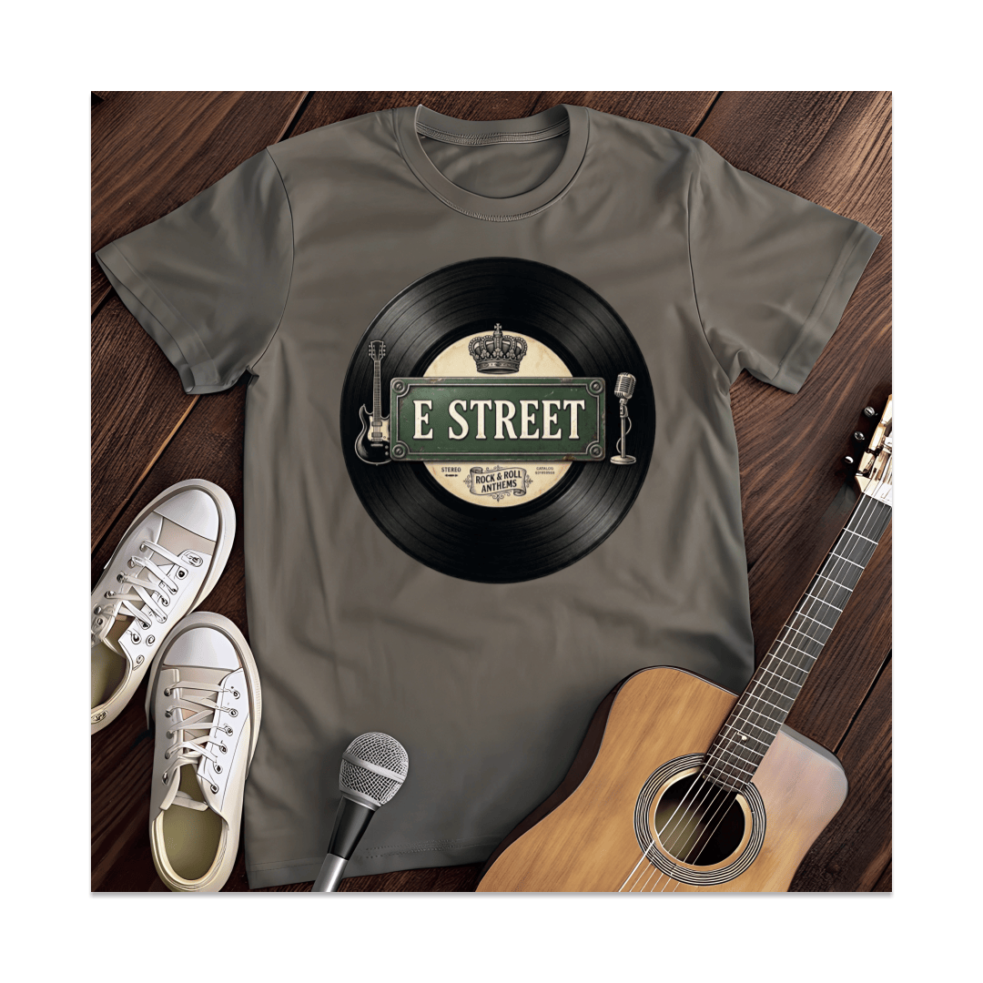 Printify T-Shirt Dark Heather / S E Street Rock & Roll Vinyl T-Shirt