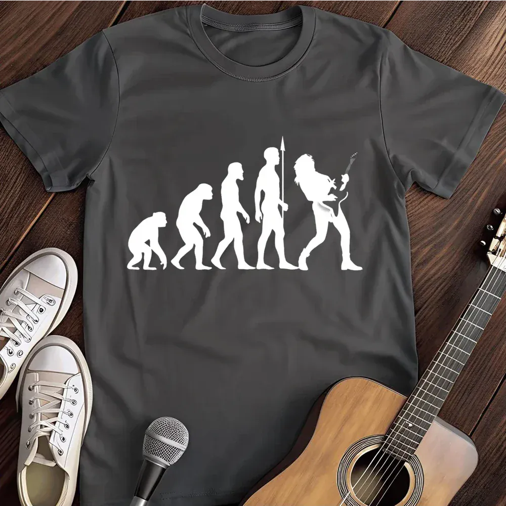 Printify T-Shirt Dark Heather / S Evolution Of A Lead Guitarist The Myth Time To Evolve T Shirt