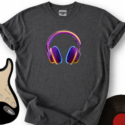 Printify T-Shirt Dark Heather / S Glowing Headphones T-Shirt