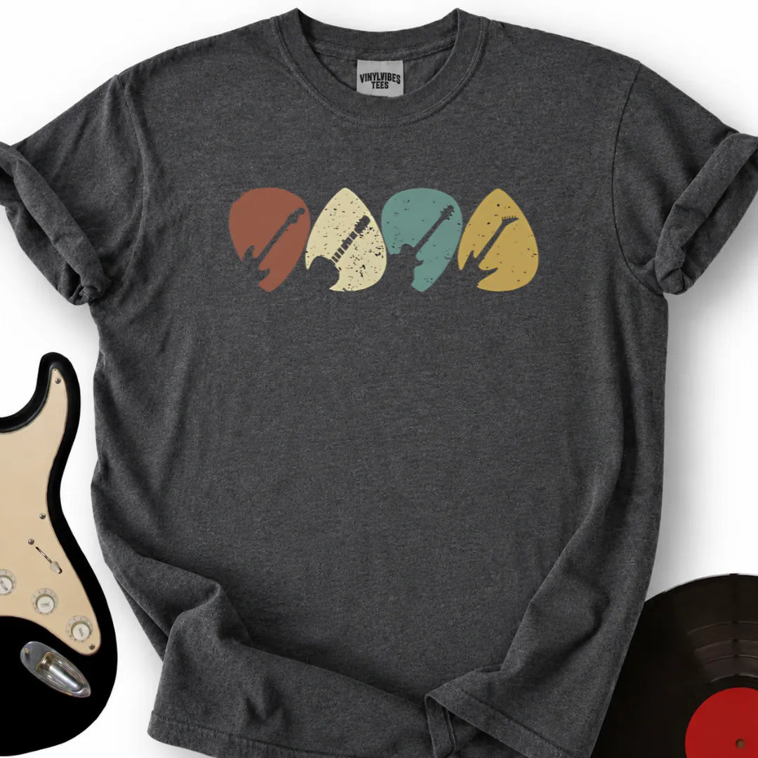 Printify T-Shirt Dark Heather / S Guitar Plectrums T-Shirt