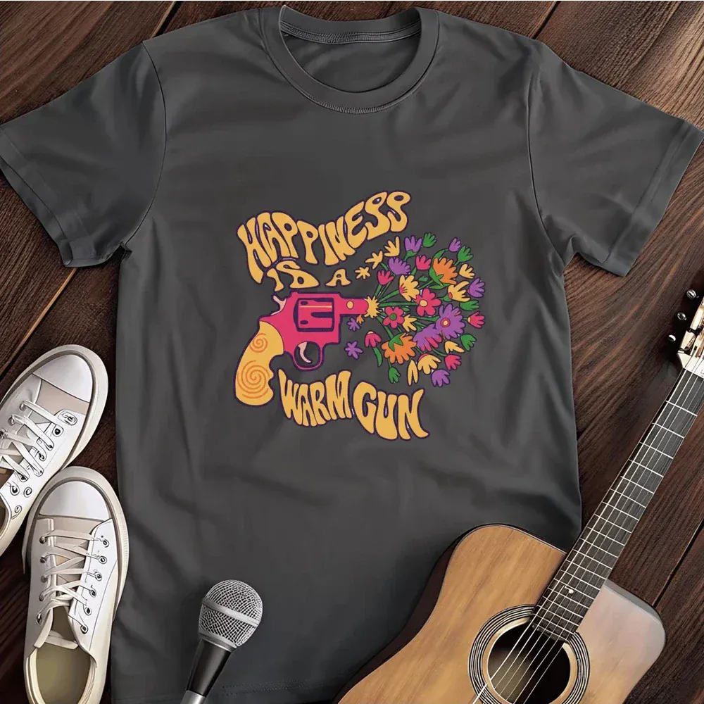 Printify T-Shirt Dark Heather / S Happiness Is A Warm Gun T Shirt