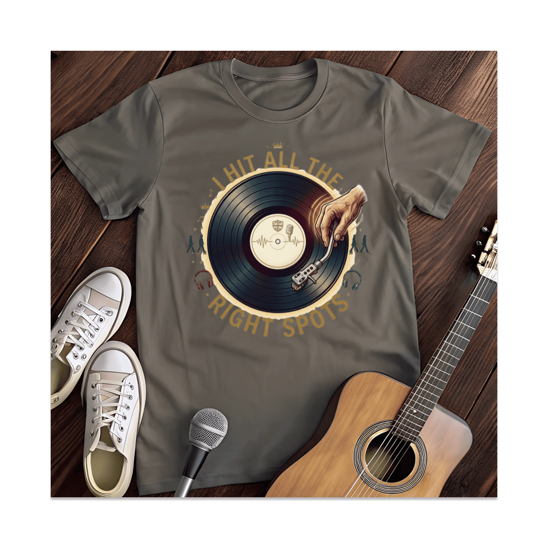 Printify T-Shirt Dark Heather / S I Hit All The Right Spots DJ Turntable T-Shirt