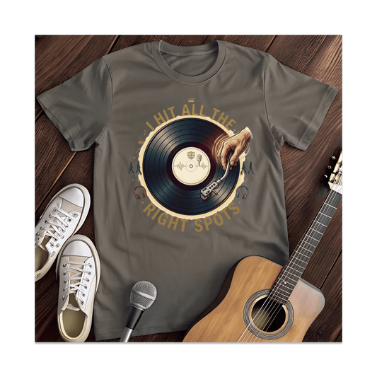 Printify T-Shirt Dark Heather / S I Hit All The Right Spots DJ Turntable T-Shirt