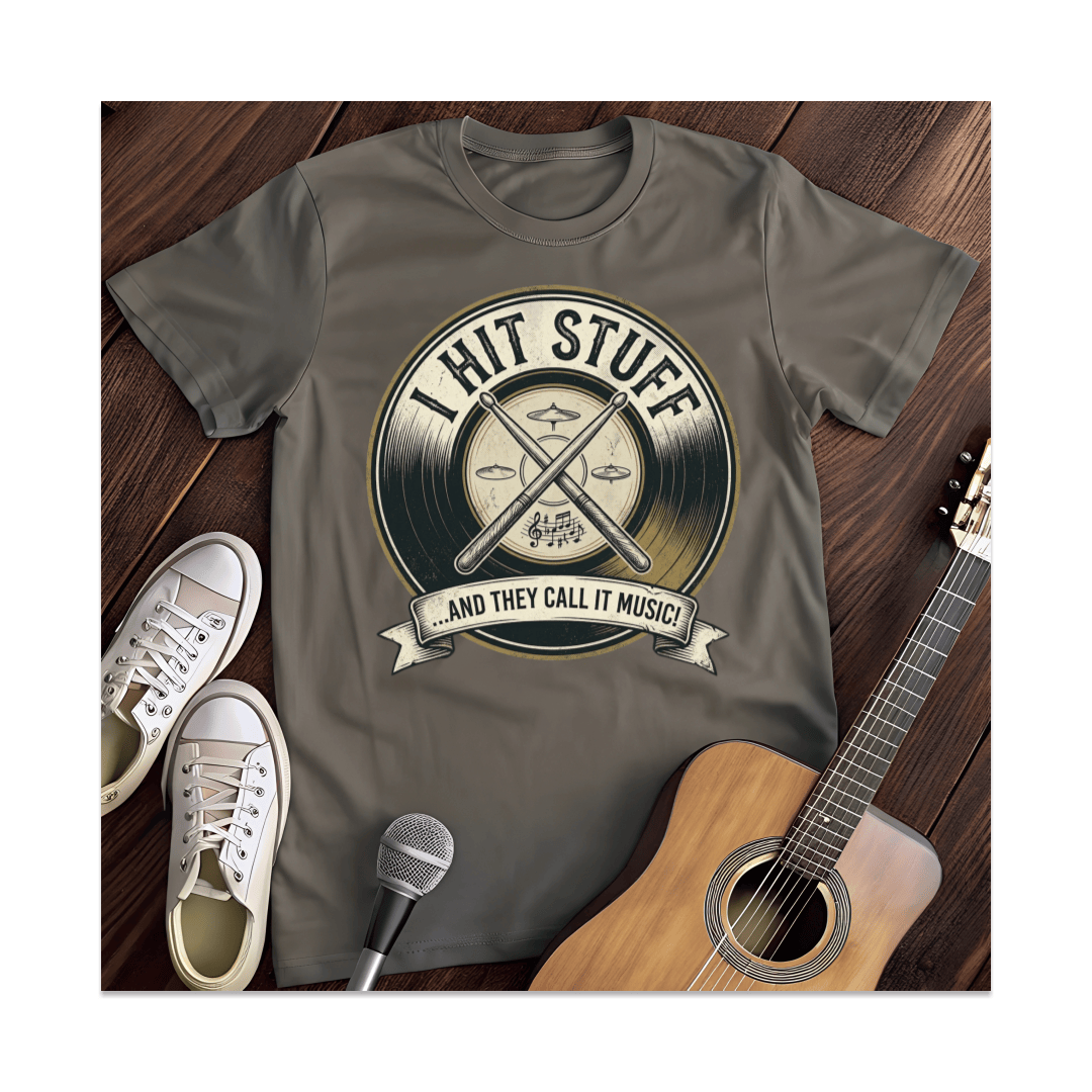 Printify T-Shirt Dark Heather / S I Hit Stuff And They Call It Music T-Shirt