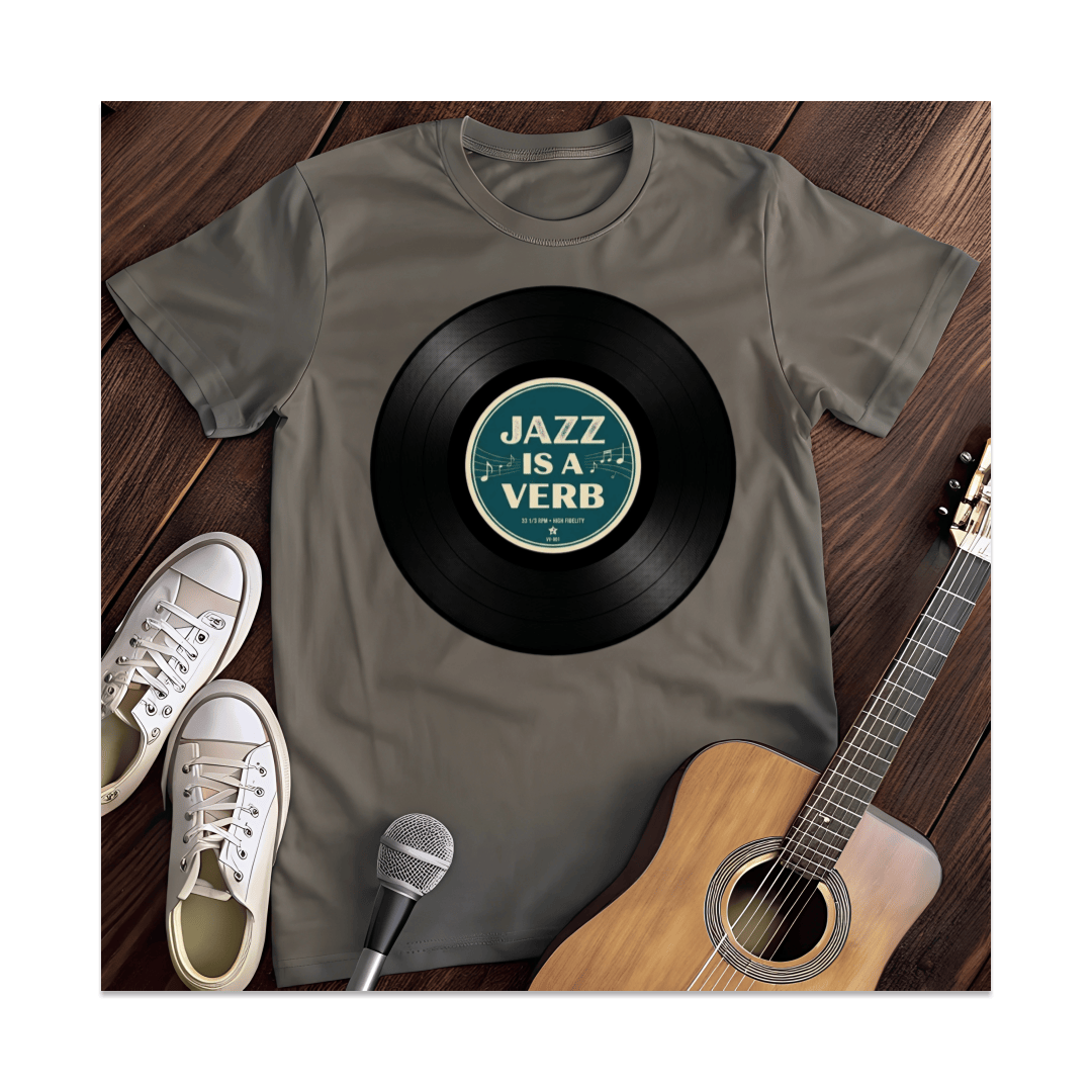 Printify T-Shirt Dark Heather / S Jazz Is A Verb Vinyl Record T-Shirt