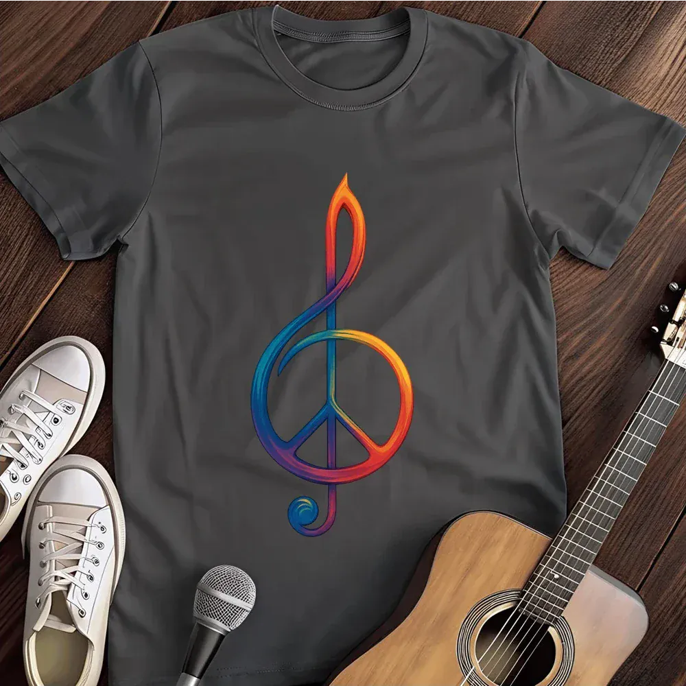 Printify T-Shirt Dark Heather / S Long Musical Note T Shirt