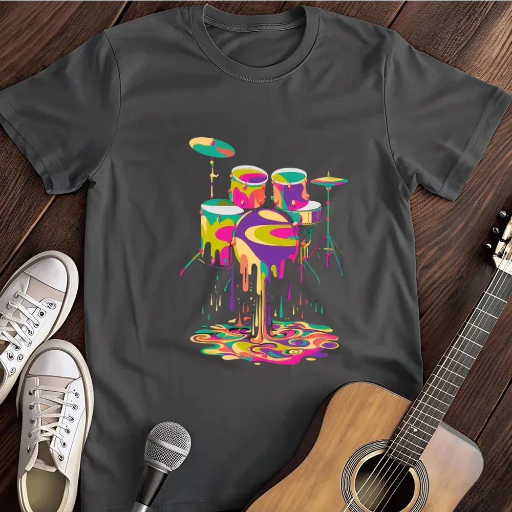 Printify T-Shirt Dark Heather / S Melting Drums T Shirt