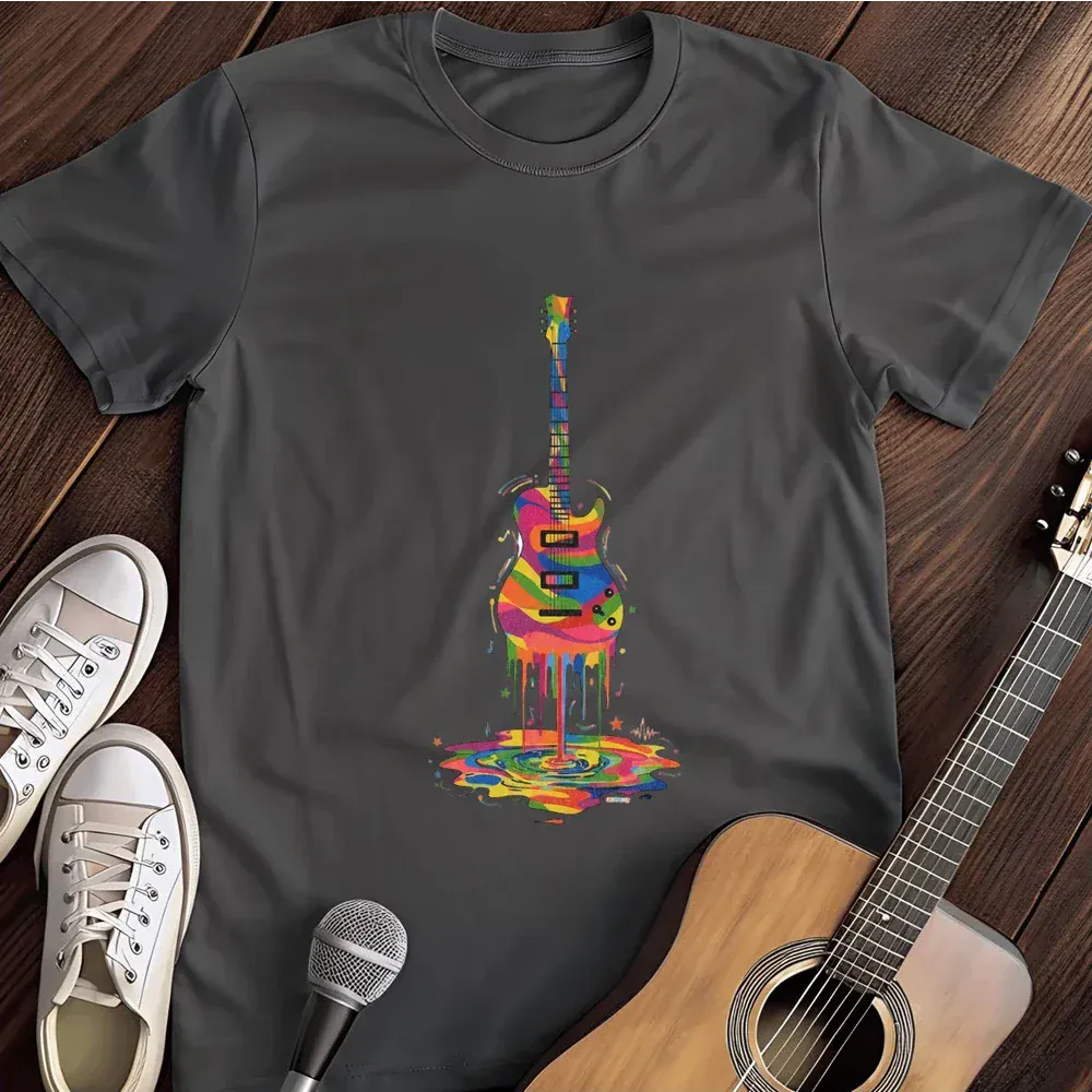Printify T-Shirt Dark Heather / S Melting Guitar T Shirt
