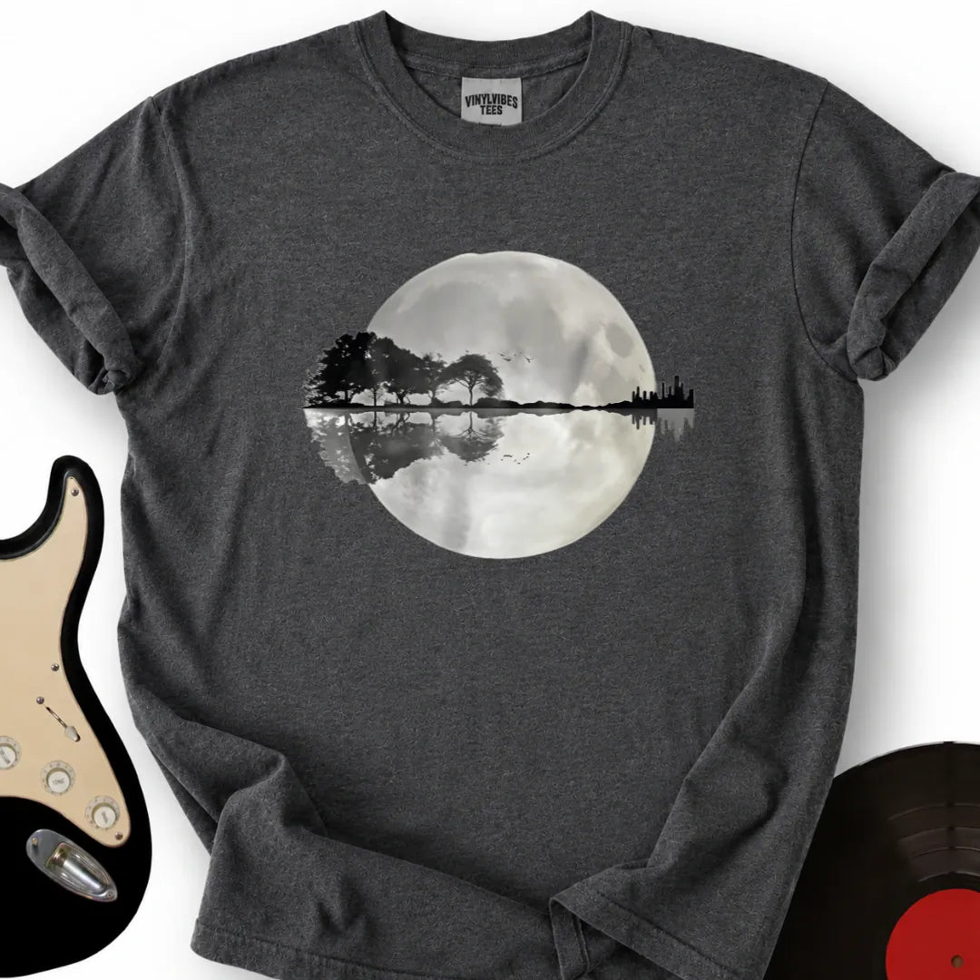 Printify T-Shirt Dark Heather / S Moon Guitar T-Shirt