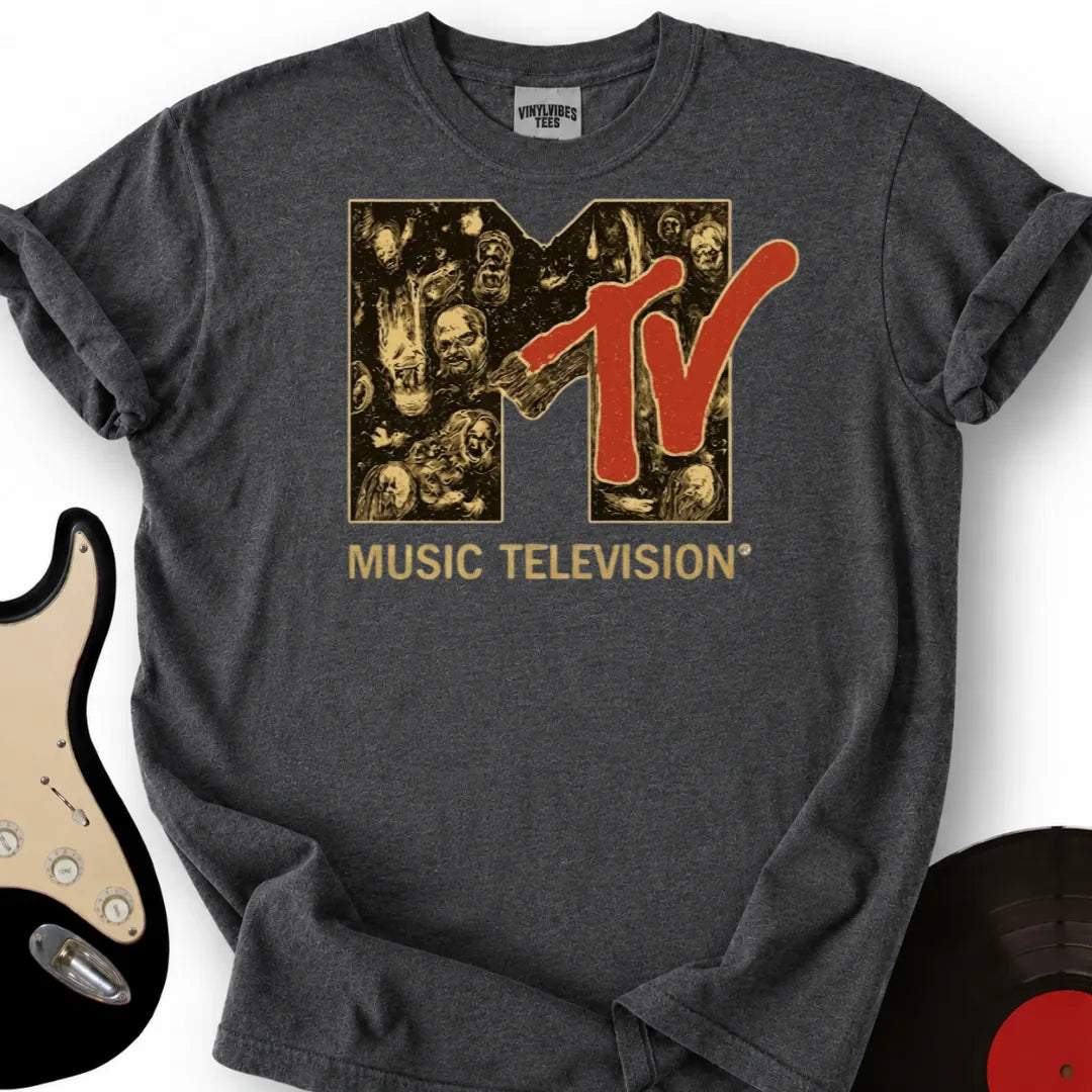 Printify T-Shirt Dark Heather / S Mtv Logo Music Television T-Shirt