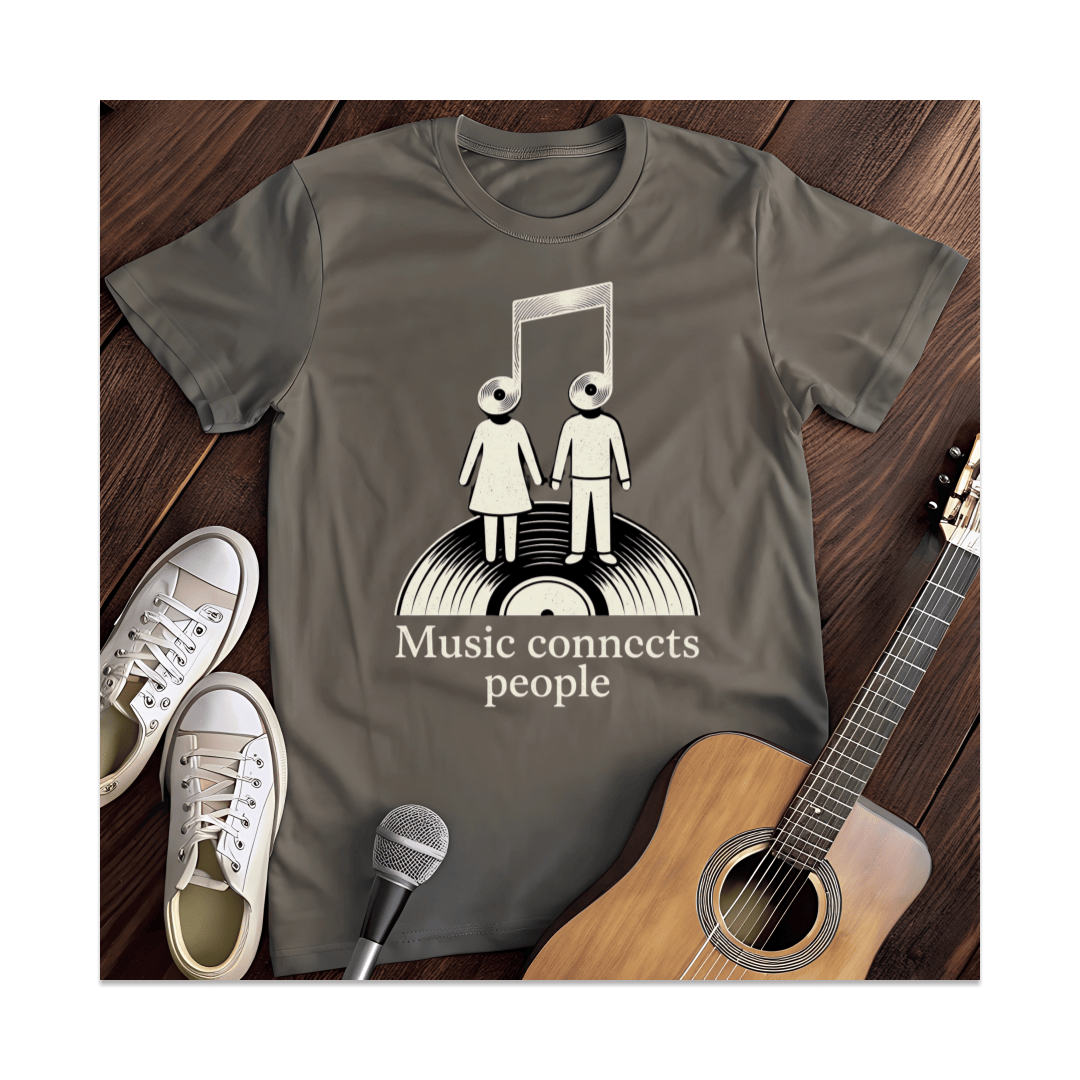 Printify T-Shirt Dark Heather / S Music Connects People T-Shirt