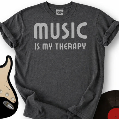 Printify T-Shirt Dark Heather / S Music Is Therapy T-Shirt