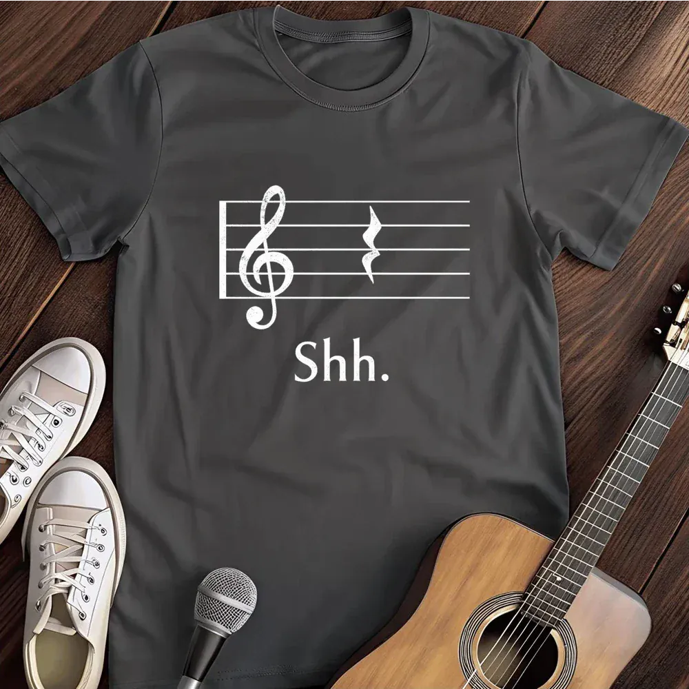Printify T-Shirt Dark Heather / S Music Quarter Rest Fermata Shhhh T Shirt