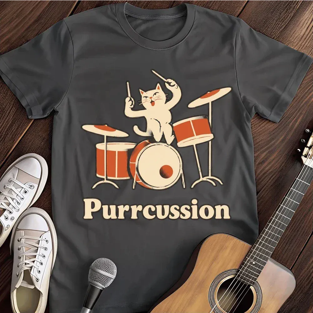 Printify T-Shirt Dark Heather / S Purrrcussion T Shirt