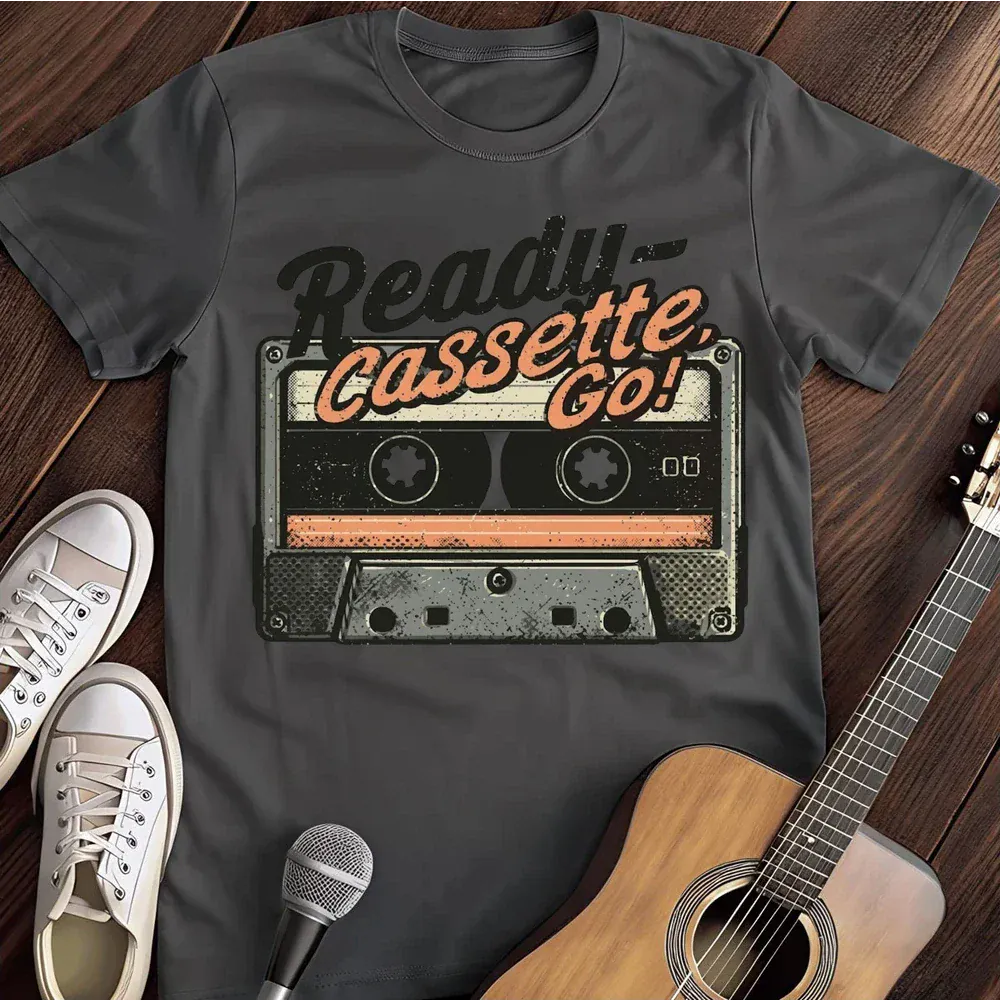 Printify T-Shirt Dark Heather / S Ready Cassette Go T Shirt