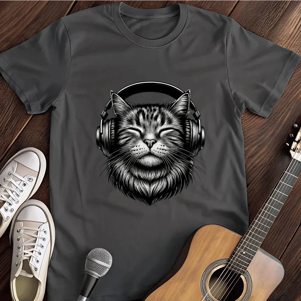 Printify T-Shirt Dark Heather / S Retro Cat T Shirt