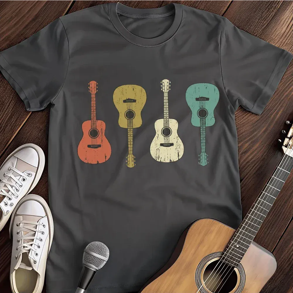 Printify T-Shirt Dark Heather / S Retro Guitars T Shirt