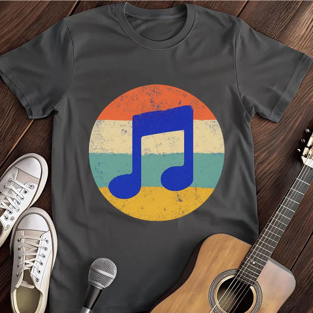 Printify T-Shirt Dark Heather / S Retro Musical Notes Circle T Shirt