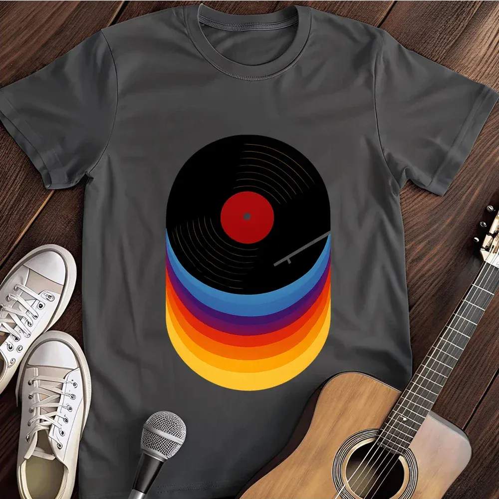 Printify T-Shirt Dark Heather / S Retro Vinyl Rainbow Records T Shirt