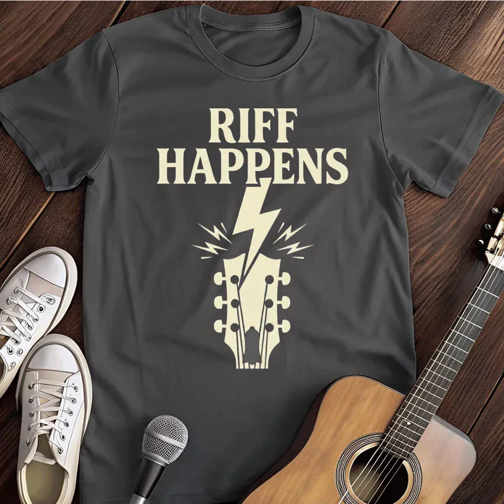 Printify T-Shirt Dark Heather / S Riff Happens T Shirt