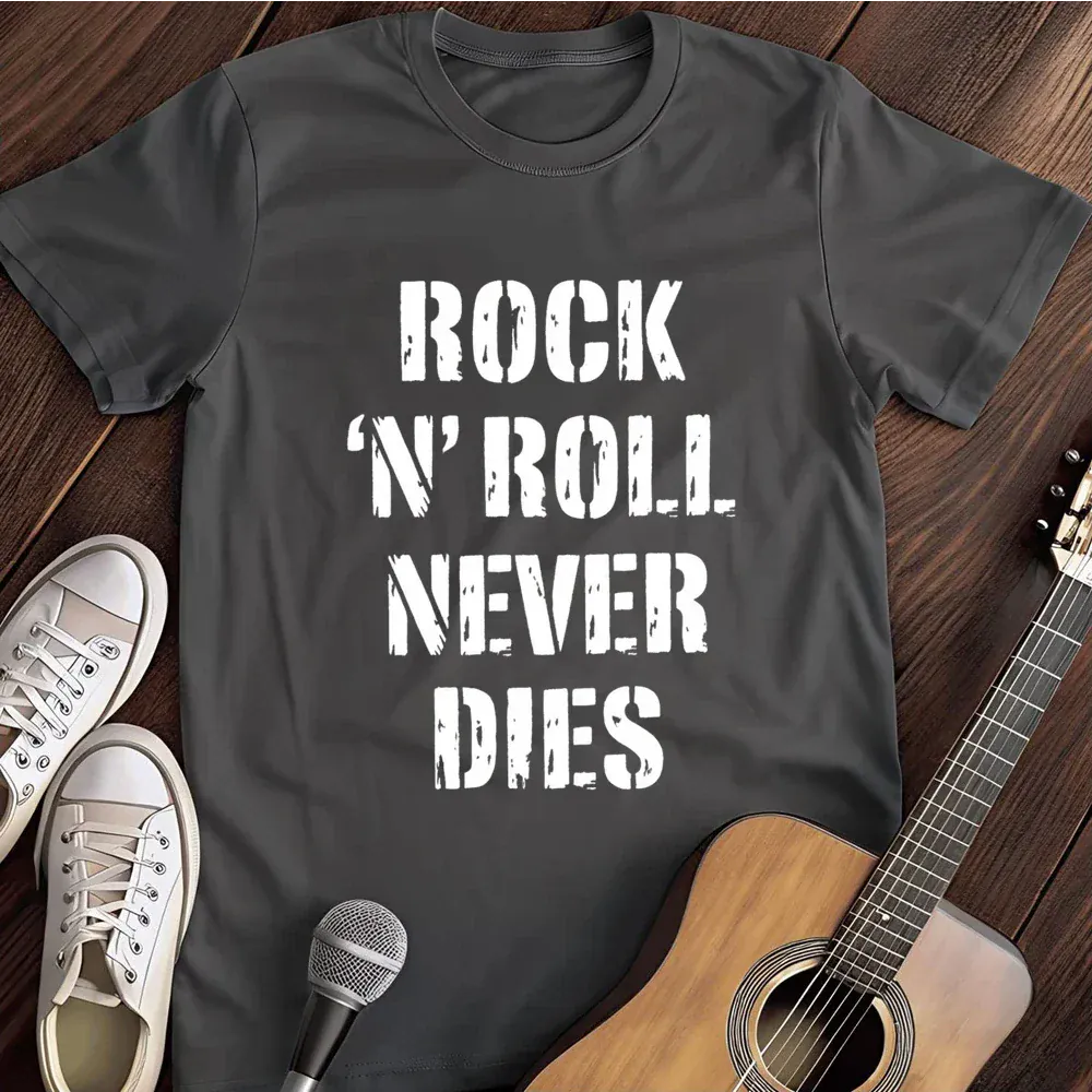 Printify T-Shirt Dark Heather / S Rock N Roll Never Dies T Shirt