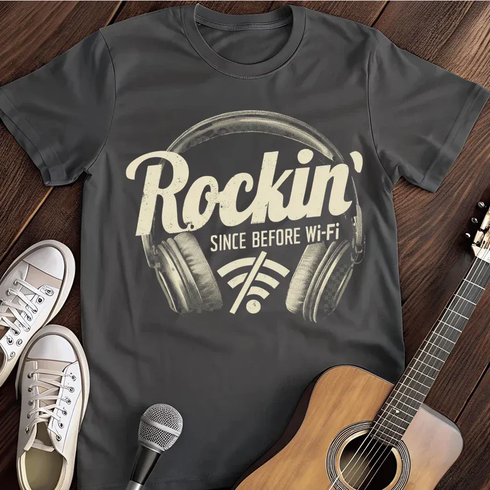 Printify T-Shirt Dark Heather / S Rockin Since Before Wifi T Shirt