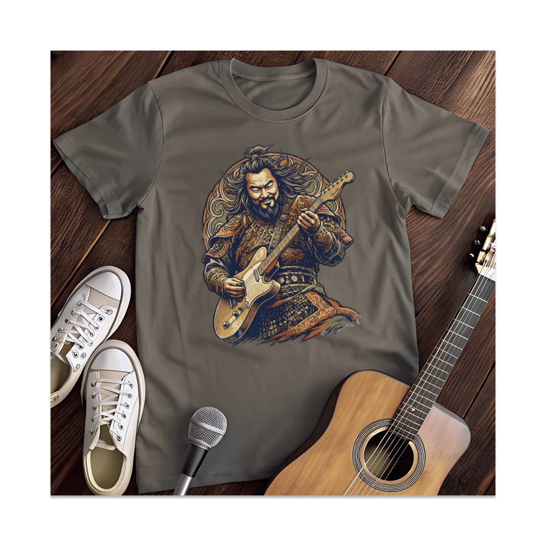 Printify T-Shirt Dark Heather / S Samurai Electric Guitar Player T-Shirt