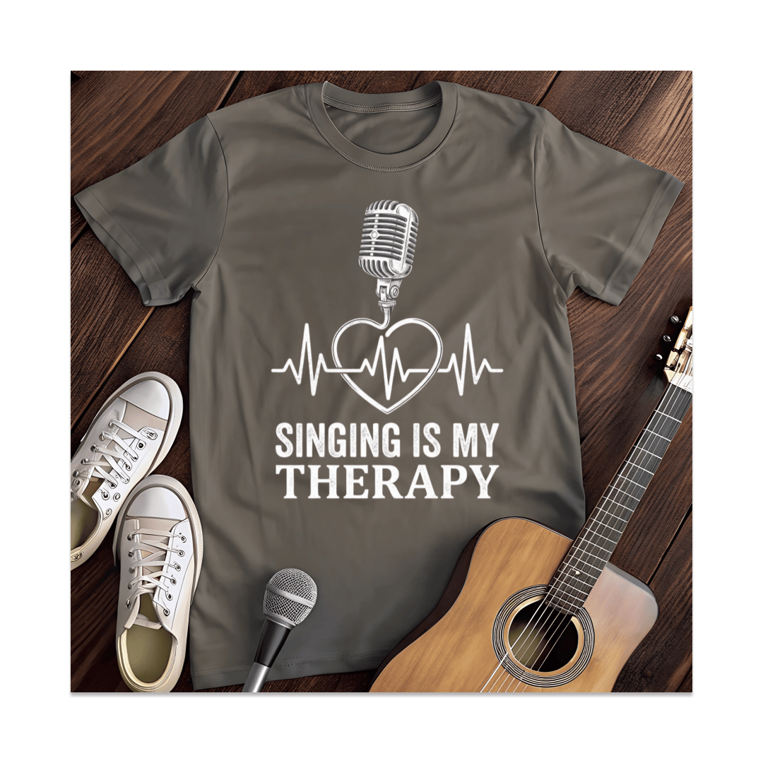 Printify T-Shirt Dark Heather / S Singing Is My Therapy Heartbeat T-Shirt