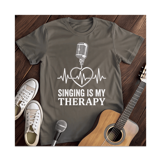 Printify T-Shirt Dark Heather / S Singing Is My Therapy Heartbeat T-Shirt
