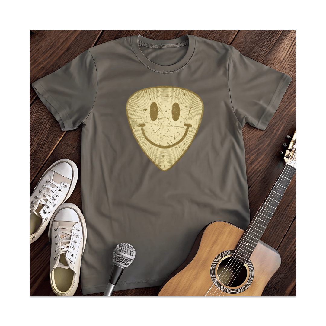Printify T-Shirt Dark Heather / S Smiley Guitar Pick T-Shirt
