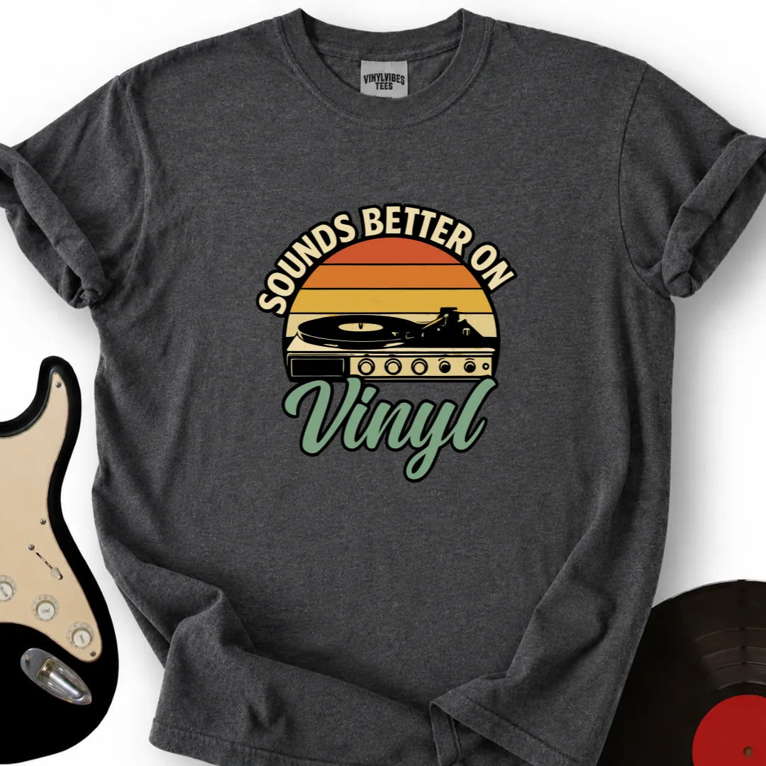 Printify T-Shirt Dark Heather / S Sounds Better On Vinyl T-Shirt