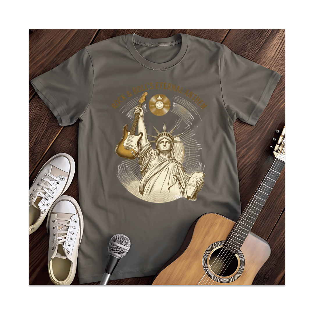 Printify T-Shirt Dark Heather / S Statue of Liberty Guitar T-Shirt