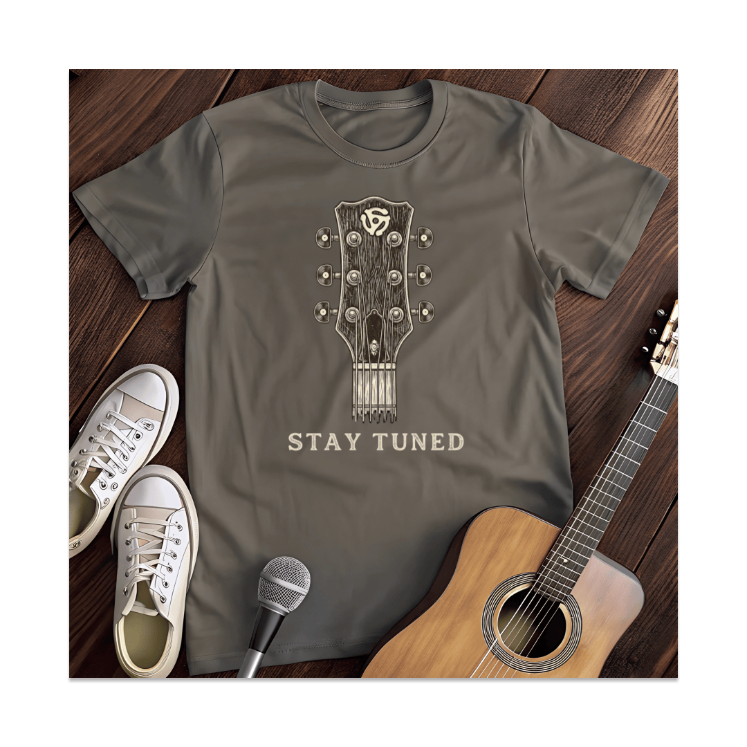 Printify T-Shirt Dark Heather / S Stay Tuned Guitar Headstock T-Shirt