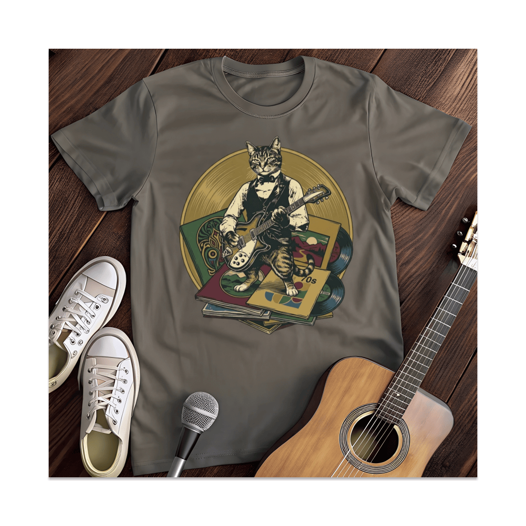 Printify T-Shirt Dark Heather / S The Vintage Vinyl Cat T-Shirt