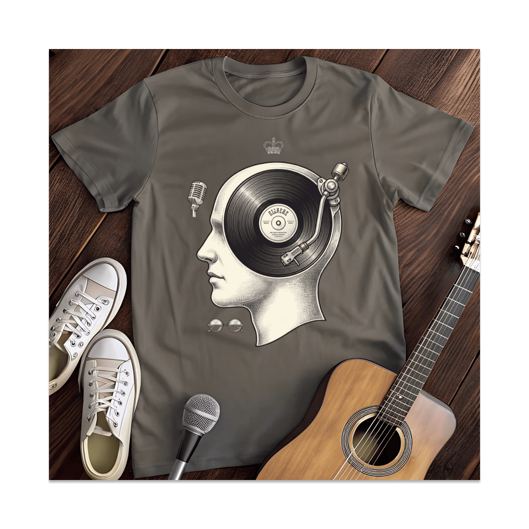 Printify T-Shirt Dark Heather / S Turntable Mind Record Head T-Shirt