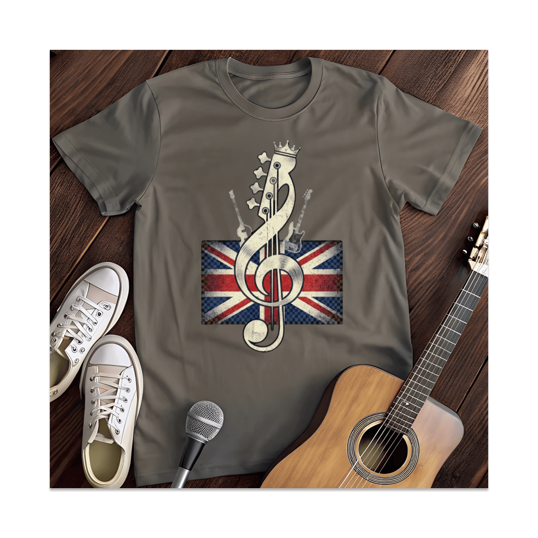 Printify T-Shirt Dark Heather / S Union Jack Guitar Treble Clef T-Shirt
