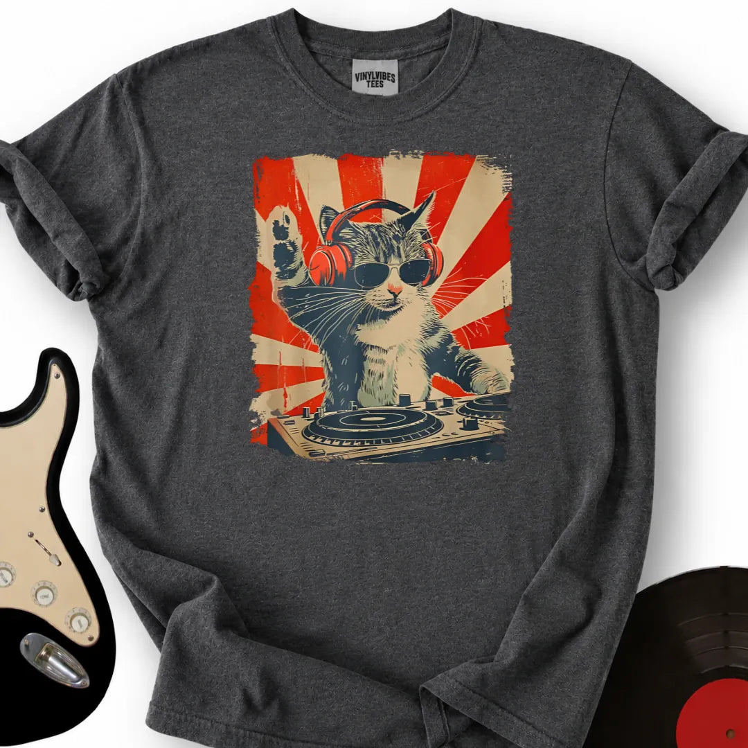 Printify T-Shirt Dark Heather / S Vibing Cat T-Shirt