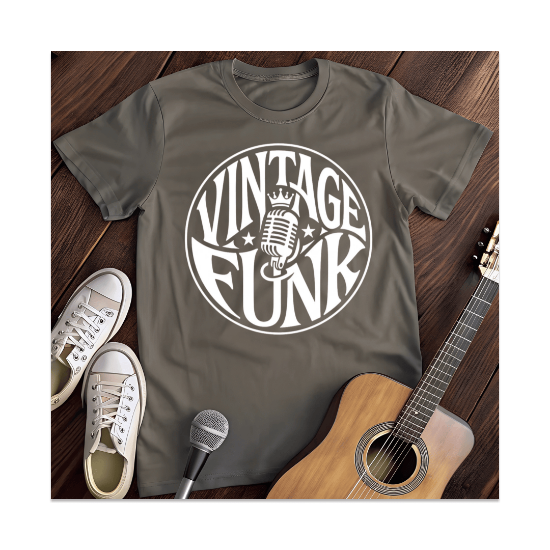 Printify T-Shirt Dark Heather / S Vintage Funk Crown Microphone T-Shirt
