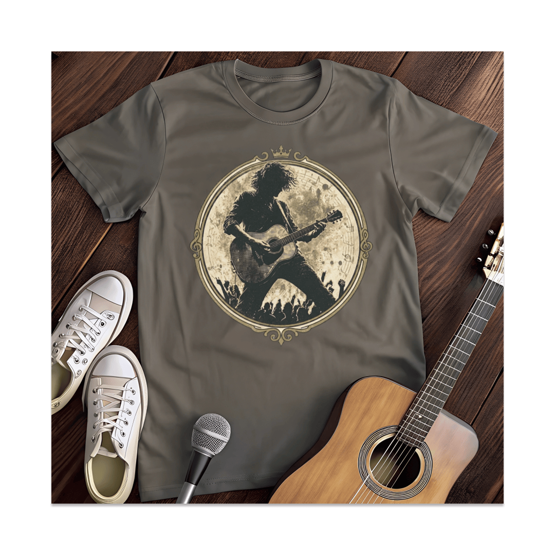 Printify T-Shirt Dark Heather / S Vintage Guitarist Silhouette T-Shirt