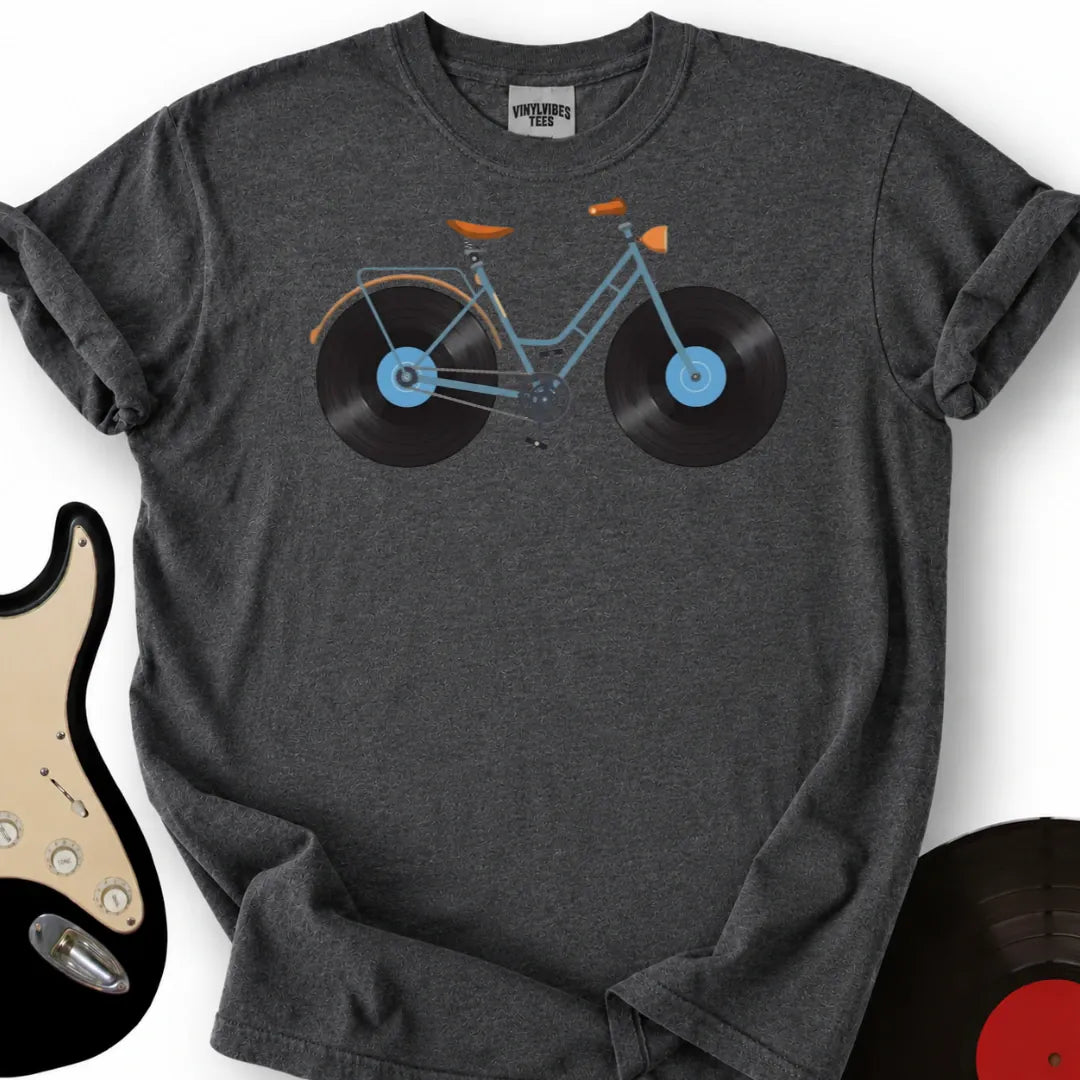 Printify T-Shirt Dark Heather / S Vinyl Bike T-Shirt
