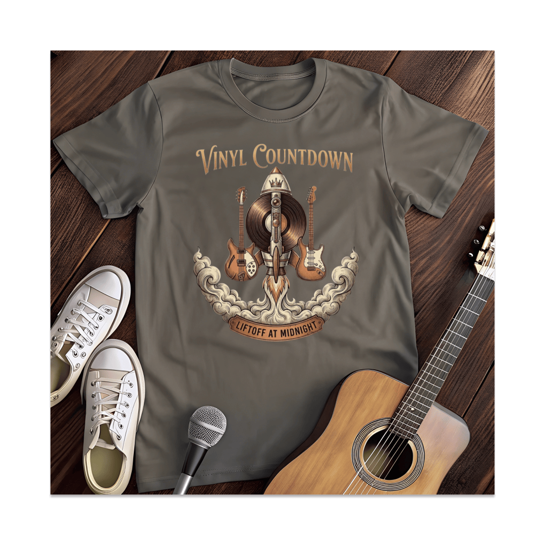 Printify T-Shirt Dark Heather / S Vinyl Countdown Rocket T-Shirt