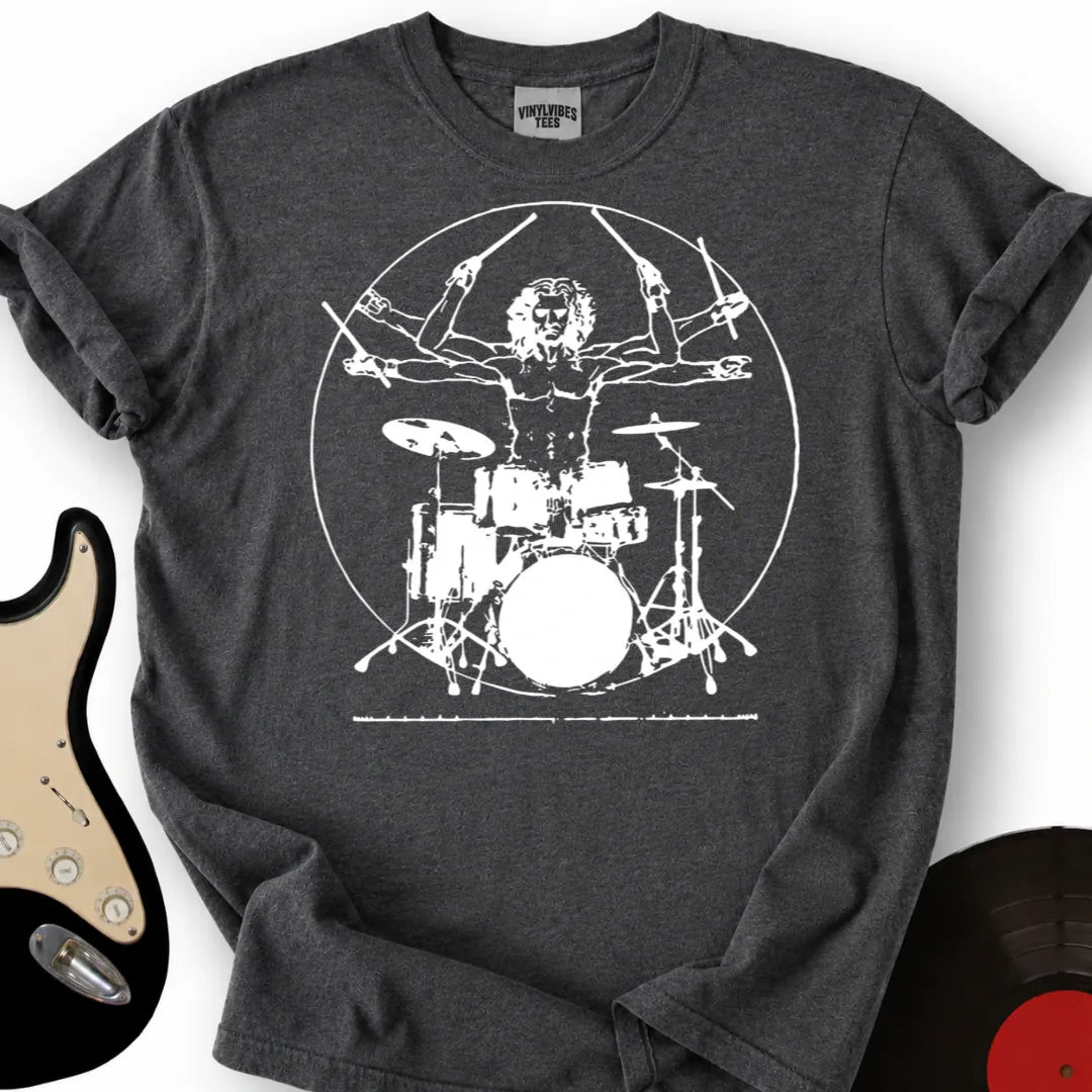 Printify T-Shirt Dark Heather / S Vitruvian Drummer T-Shirt