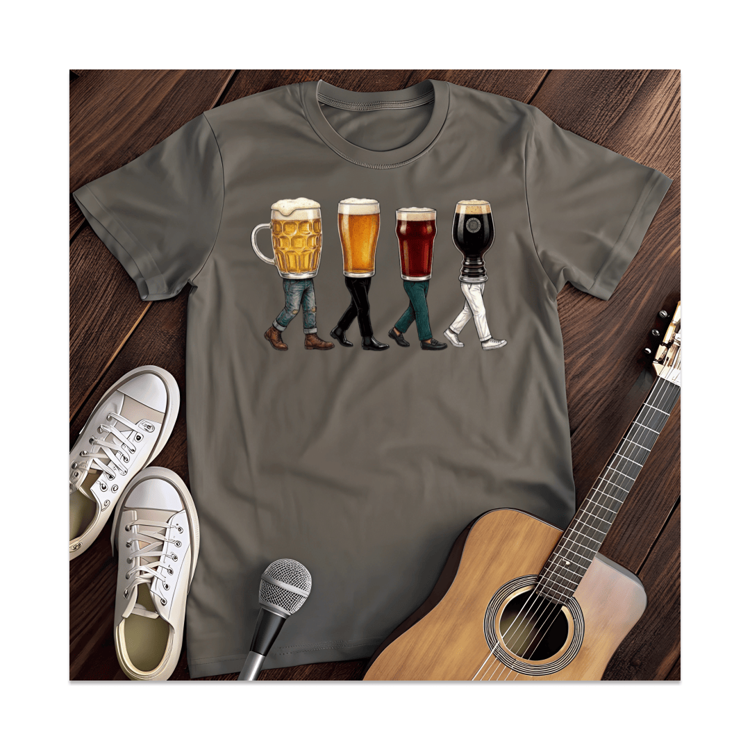 Printify T-Shirt Dark Heather / S Walking Beer Glasses Parody T-Shirt