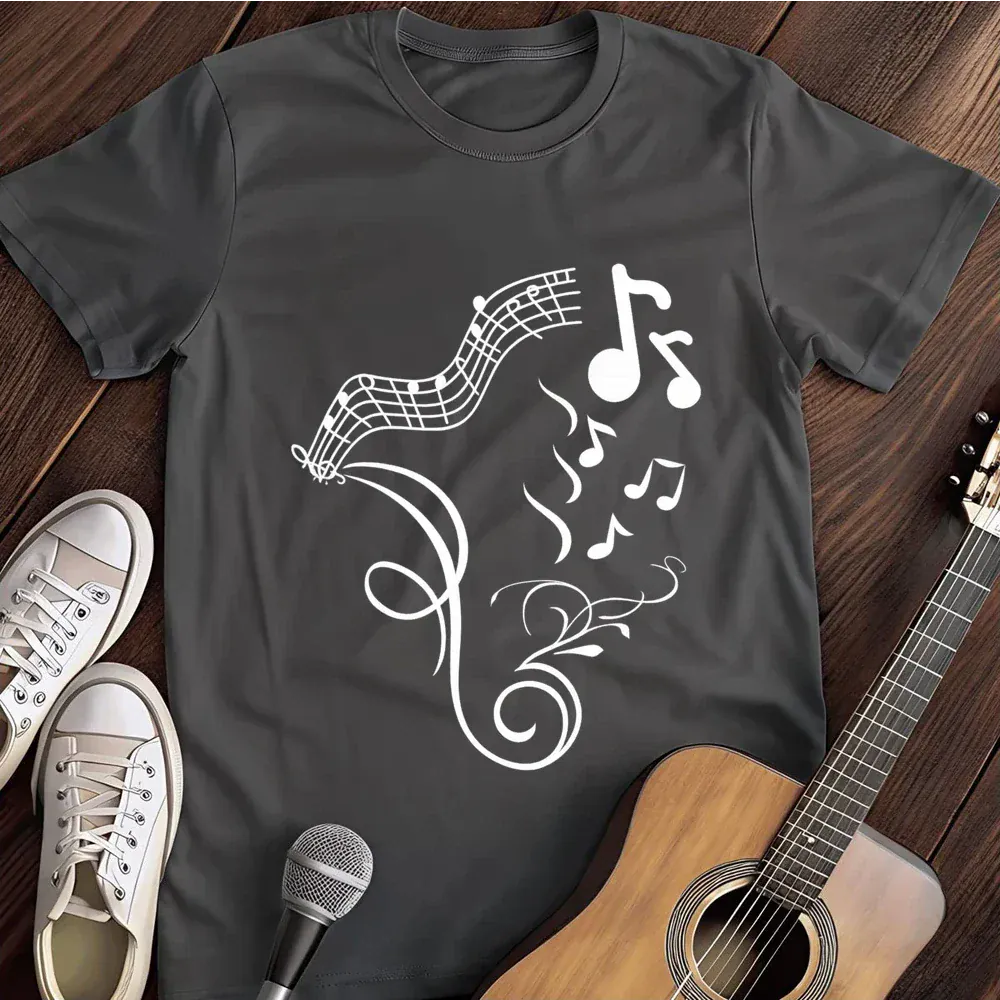 Printify T-Shirt Dark Heather / S White Musical Note T Shirt