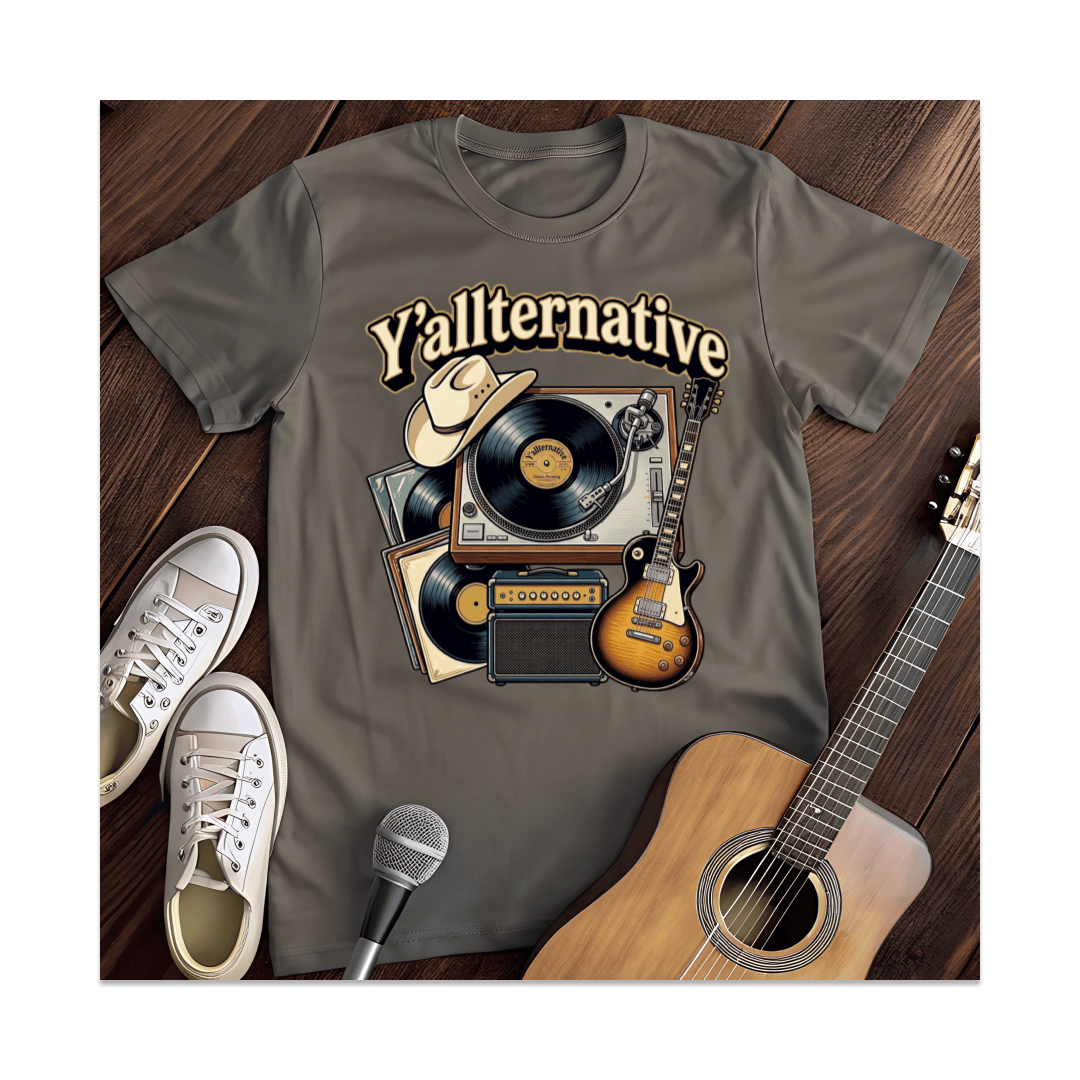 Printify T-Shirt Dark Heather / S Y'allternative Vinyl Record T-Shirt
