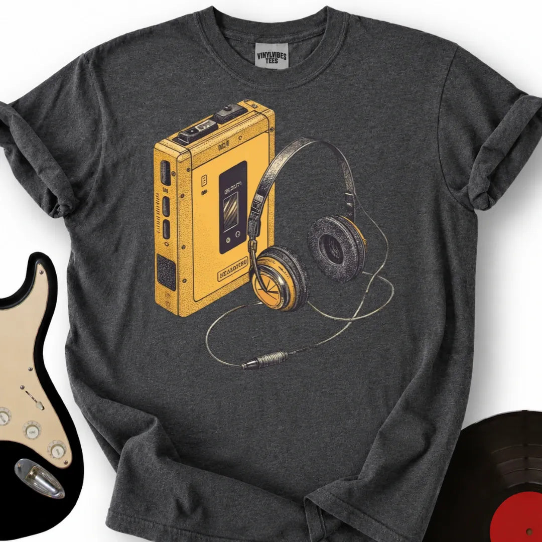 Printify T-Shirt Dark Heather / S Yellow Walkman T-Shirt