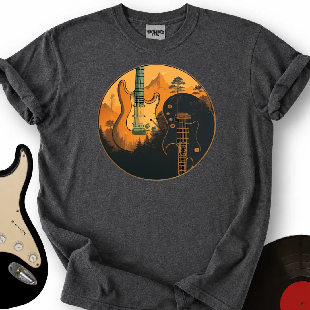 Printify T-Shirt Dark Heather / S Yin Yang Guitars T-Shirt