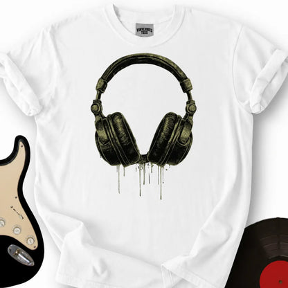 Printify T-Shirt White / S Dripping Headphones T-Shirt